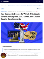 Key Economic Events To Watch This Week: Ethereum Upgrade, DAO Votes, and Global Crypto Developments
