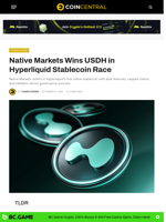 Native Markets Wins USDH in Hyperliquid Stablecoin Race