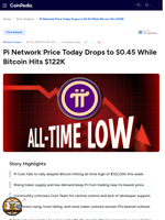 Pi Network Price Today Drops to $0.45 While Bitcoin Hits $122K