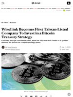 WiseLink Becomes First Taiwan-Listed Company To Invest in a Bitcoin Treasury Strategy - Decrypt