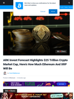 ARK Invest Forecast Highlights $25 Trillion Crypto Market Cap, Here’s How Much Ethereum And XRP Will Be | Bitcoinist.com