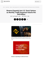 Binance Expands Into U.S. Stock Options as Monthly TradFi Perpetual Volume Hits $433 Billion