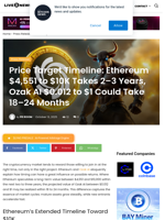Price Target Timeline: Ethereum $4,551 to $10K Takes 2–3 Years, Ozak AI $0.012 to $1 Could Take 18–24 Months | Live Bitcoin News