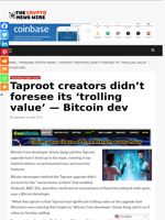 Taproot creators didn’t foresee its ‘trolling value’ — Bitcoin dev - The Crypto News Wire