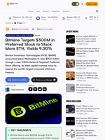 Bitmine Targets $300M in Preferred Stock to Stack More ETH, Yields 9.50% – Bitcoin News