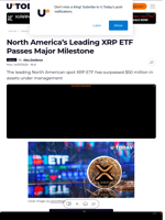 North America’s Leading XRP ETF Passes Major Milestone