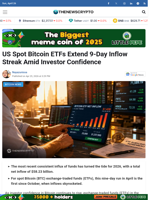 US Spot Bitcoin ETFs Extend 9-Day Inflow Streak Amid Investor Confidence - TheNewsCrypto