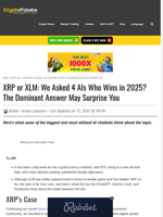 XRP or XLM: We Asked 4 AIs Who Wins in 2025? The Dominant Answer May Surprise You