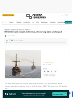 IRGC intercepts vessels in Hormuz, UK warship odds unchanged