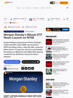 Morgan Stanley’s Bitcoin ETF Nears Launch on NYSE – Crypto News Bitcoin News
