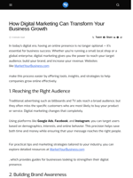 How Digital Marketing Can Transform Your Business Growth - Visionary Financial