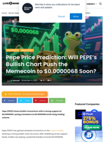 Pepe Price Prediction: Will PEPE’s Bullish Chart Push the Memecoin to $0.0000068 Soon? | Live Bitcoin News