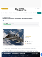 US military planes land as Iran warns of conflict escalation