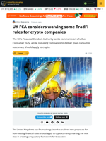 UK FCA Opens Consultation On Tailored Crypto Rules