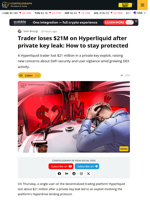 Hyperliquid Trader Loses $21M in Private Key Exploit