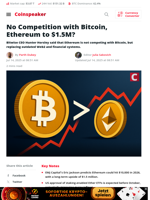 No Competition with Bitcoin, Ethereum to $1.5M? - Coinspeaker
