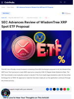 SEC Advances Review of WisdomTree XRP Spot ETF Proposal