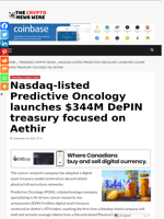 Nasdaq-listed Predictive Oncology launches $344M DePIN treasury focused on Aethir - The Crypto News Wire