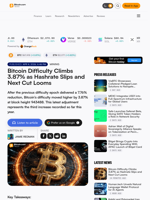 Bitcoin Difficulty Climbs 3.87% as Hashrate Slips and Next Cut Looms – Mining Bitcoin News