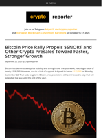 Bitcoin Price Rally Propels $SNORT and Other Crypto Presales Toward Faster, Stronger Growth