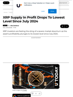 XRP Supply In Profit Drops To Lowest Level Since July 2024 - U.Today
