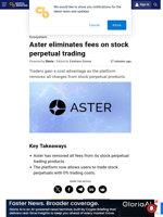 Aster eliminates fees on stock perpetual trading