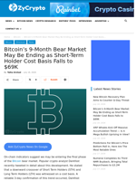 Bitcoin's 9-Month Bear Market May Be Ending as Short-Term Holder Cost Basis Falls to $69K ⋆ ZyCrypto