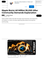Ripple Burns 40 Million RLUSD After Community Demands Explanation - U.Today