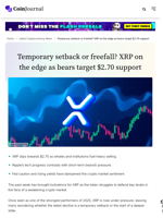 Temporary setback or freefall? XRP on the edge as bears target $2.70 support - CoinJournal