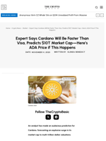 Expert Says Cardano Will Be Faster Than Visa, Predicts $10T Market Cap—Here’s ADA Price if This Happens