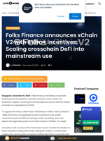Folks Finance announces xChain V2 with $10m+ incentives: Scaling crosschain DeFi into mainstream use | Live Bitcoin News