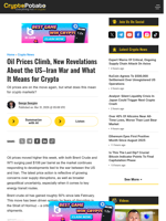 Oil Prices Climb, New Revelations About the US–Iran War and What It Means for Crypto