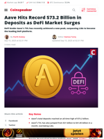 DeFi Booms as Aave Hits $73B in Deposits