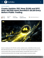 Crypto Update: ZEC Near $1,150 and BTC Near $81,500 Meet Remittix's $0.28 Entry Before Public Trading - TechBullion