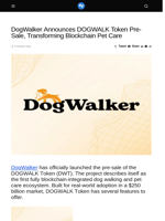 DogWalker Announces DOGWALK Token Pre-Sale, Transforming Blockchain Pet Care - Visionary Financial
