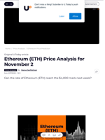 Ethereum (ETH) Price Analysis for November 2 - U.Today