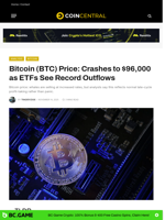 Bitcoin (BTC) Price: Crashes to $96,000 as ETFs See Record Outflows - CoinCentral