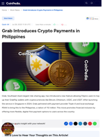 Grab Introduces Crypto Payments in Philippines