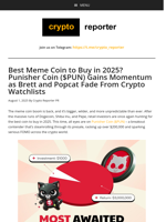 Best Meme Coin to Buy in 2025? Punisher Coin ($PUN) Gains Momentum as Brett and Popcat Fade From Crypto Watchlists