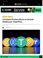 Coinbase Pushes Back on Senate Stablecoin Yield Plan - CoinCentral