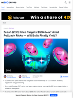ZEC Price Targets A New High Despite Risks — Is $594 Next