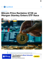 Bitcoin Price Reclaims $72K as Morgan Stanley Enters ETF Race