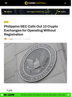 Philippine SEC Warns 10 Crypto Exchanges for Operating Without Registration