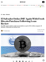 El Salvador Defies IMF Again With Fresh Bitcoin Purchase Following Loan Review - Decrypt