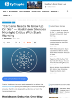 “Cardano Needs To Grow Up Or Die” — Hoskinson Silences Midnight Critics With Stark Warning ⋆ ZyCrypto
