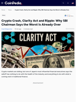Crypto Crash, Clarity Act and Ripple: Why SBI Chairman Says the Worst Is Already Over