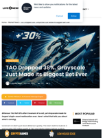TAO Dropped 38%. Grayscale Just Made Its Biggest Bet Ever | Live Bitcoin News