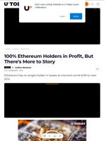 100% Ethereum Holders in Profit, But There's More to Story - U.Today
