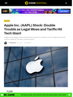 Apple Inc. (AAPL) Stock: Double Trouble as Legal Woes and Tariffs Hit Tech Giant - CoinCentral