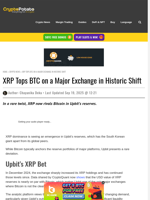 XRP Tops BTC on a Major Exchange in Historic Shift